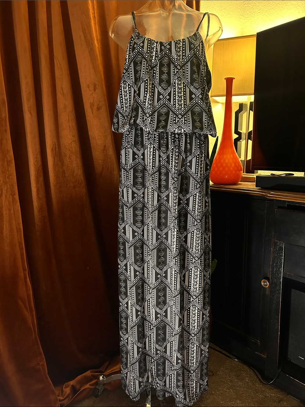Magic Black & White Geometric Maxi Dress